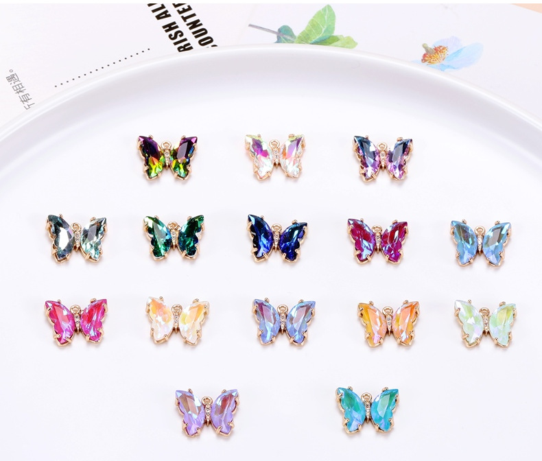 15 * 19mm Jewelry Making Size Glass Inlay Material 20 PCS/Package 15 * 19mm Copper Glass Butterfly Pendant