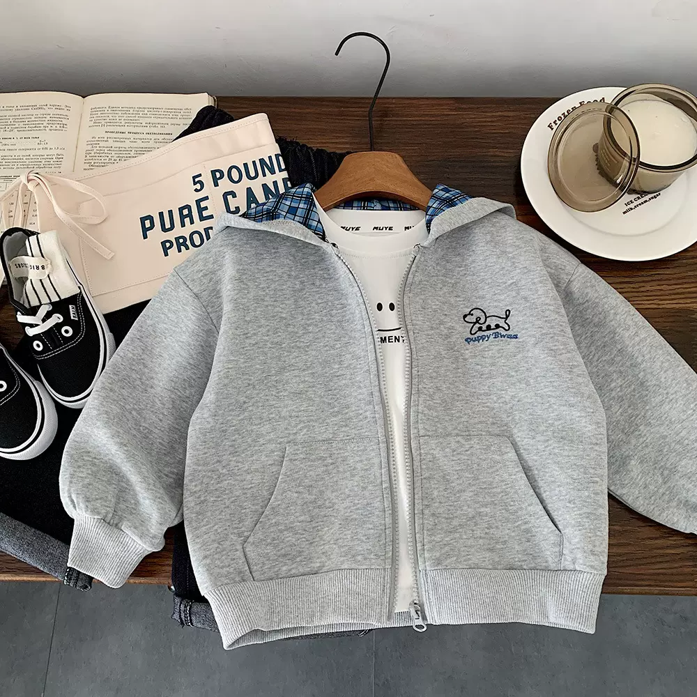 木野秋季外套湖州织里童装男童韩版百搭连帽棒球服宝宝可爱上衣潮