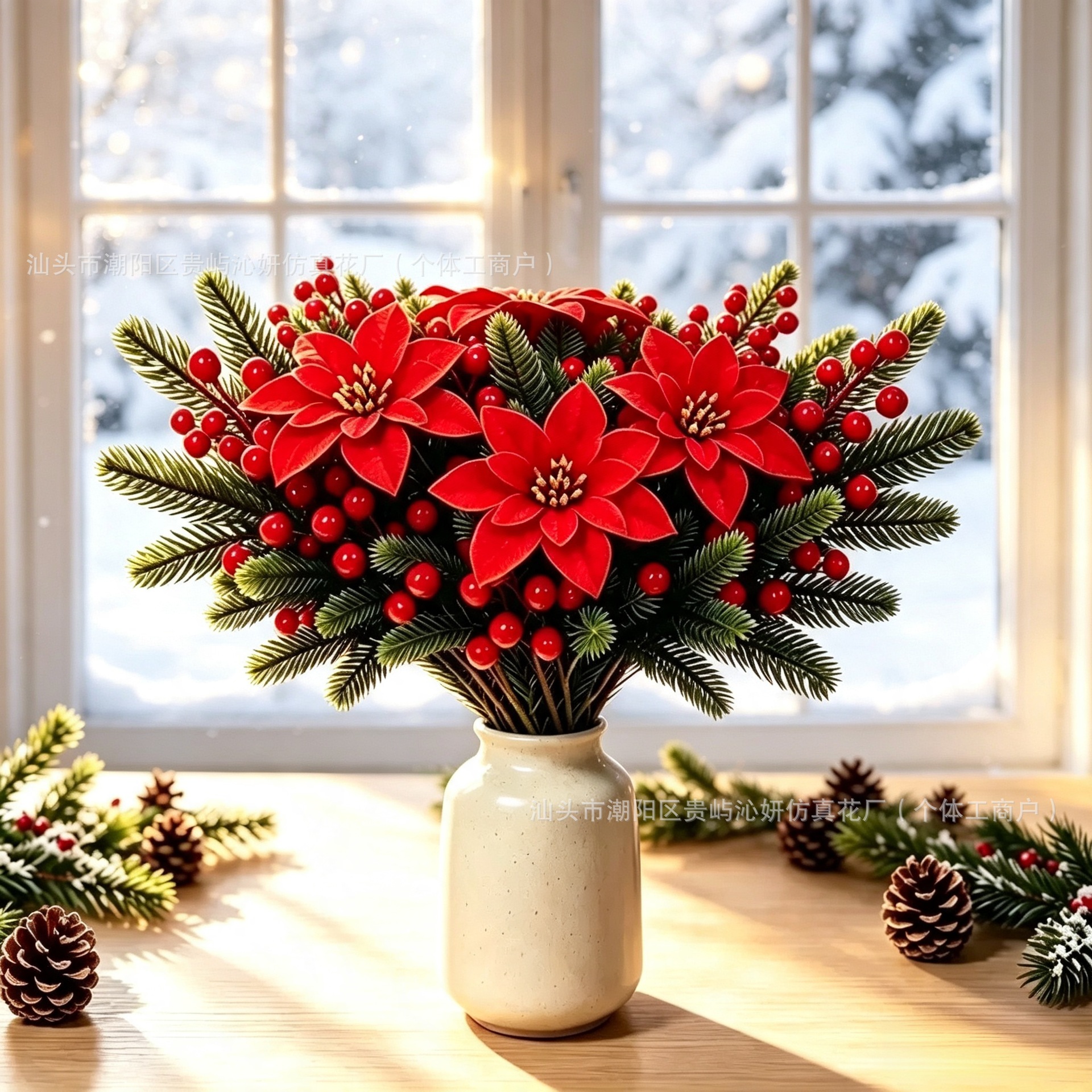 Poinsettia Christmas flower cross-border Christmas hot-selling…