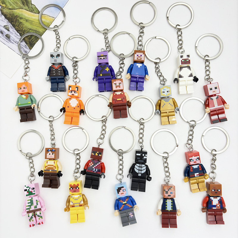 My World Pendant Steve Keychain Is Compatible with Lego Bag Charms and Keychains