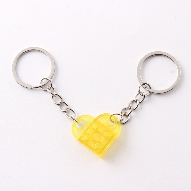 Dos en uno bloques de construcción de amor llavero pareja desmontable llavero amistad afecto en forma de corazón Qixi pequeño regalo