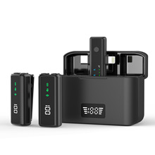 跨境爆款私模无线领夹麦克风双咪头带数显手机直播录音专用降噪麦