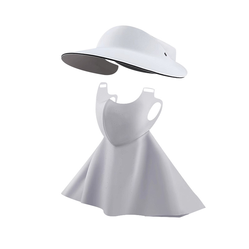 Protección solar de verano, protección UV, máscara facial completa, protección para el cuello tres en uno, protección para los ojos de seda de hielo transpirable, cara completa al aire libre