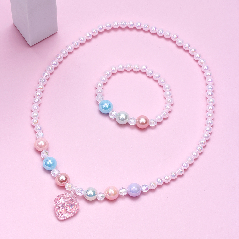 Cute Strawberry Artificial Crystal Resin Beaded Girlu0027S Necklace