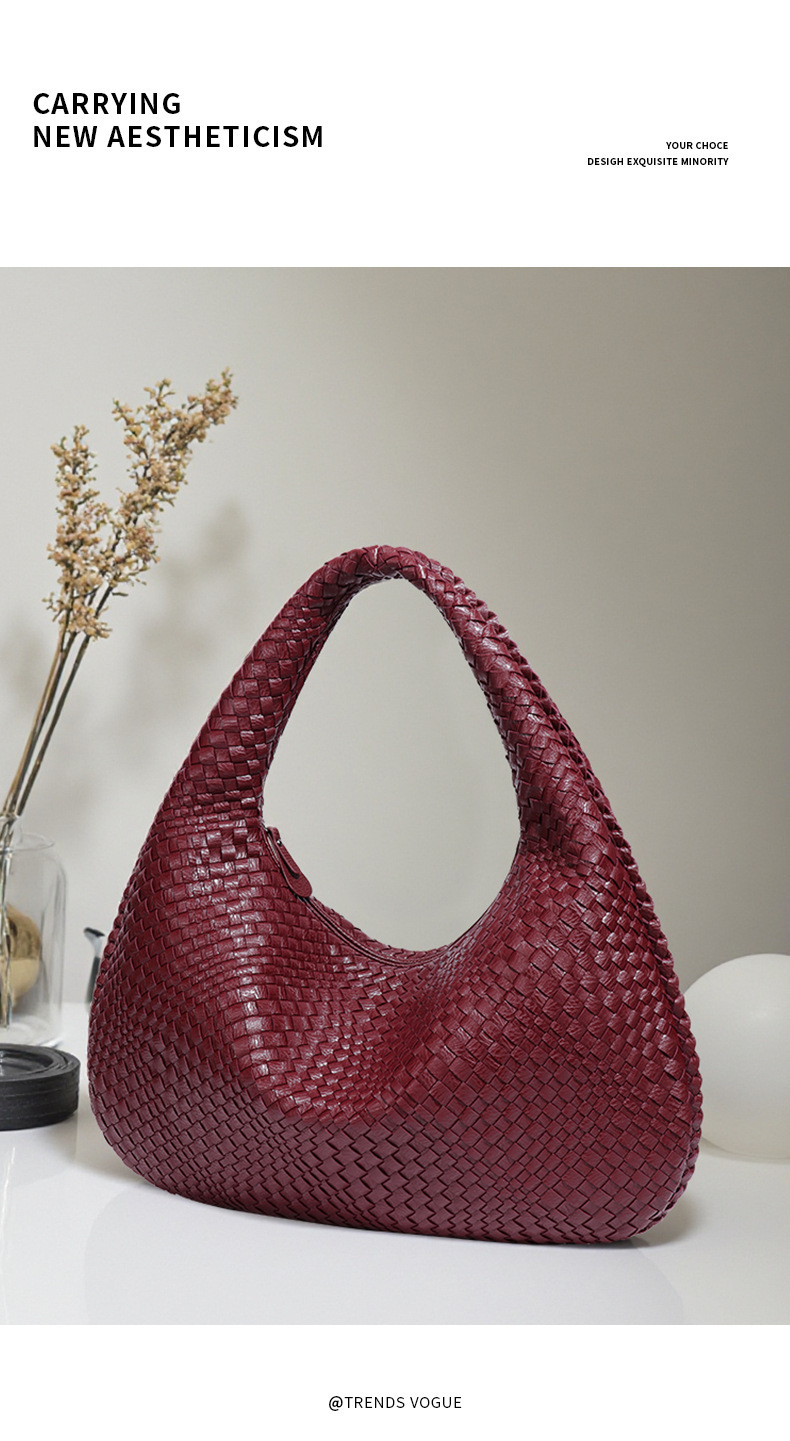 Túi đeo chéo nữ handmade đan dây hình lưỡi liềm, phong cách giải trí, dung tích lớn, đi làm hàng ngày chi tiết 4
