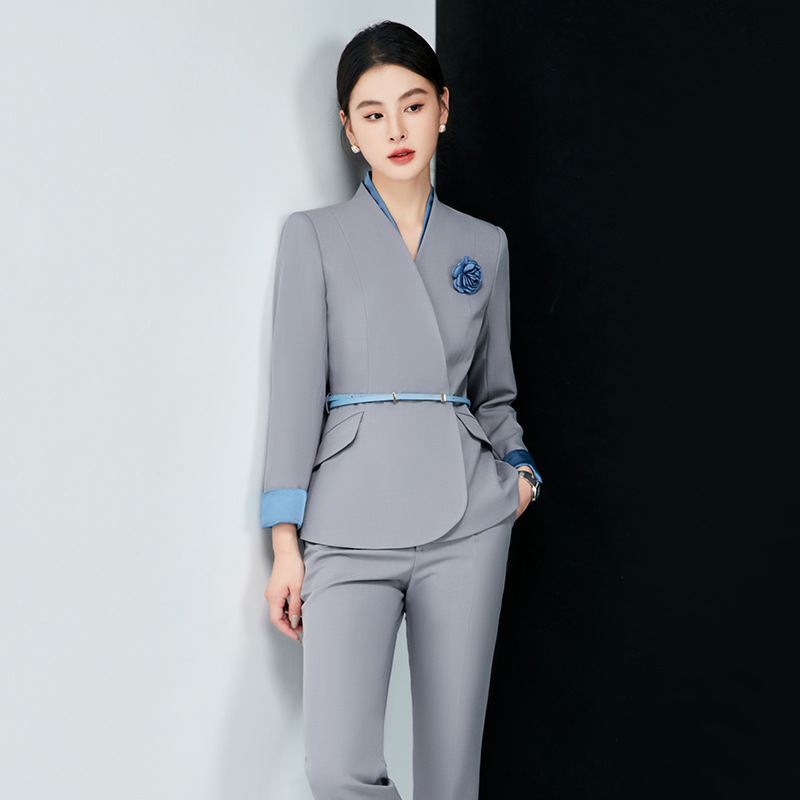 工装套装女秋冬酒店接待售楼部案场物业管家客服工作服职业套装女|undefined