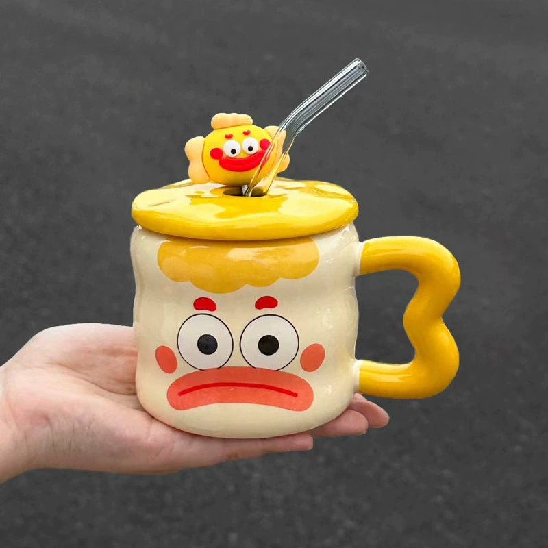 Керамическая кружка Mengqu Cloud Cup, 401–500 мл, милая большая кружка с крышкой, ложкой и вариантами подарочной коробки