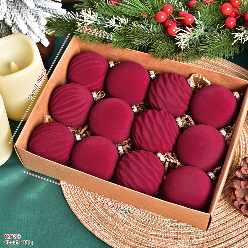 植毛ボールクリスマスボール濃い系ベルベットクリスマスボールクリスマスクリスマスツリー装飾品アマゾンクロスボーダー新製品|undefined