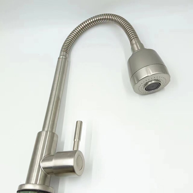Stainless Steel Universal Shower Head Single Water Kitchen Faucet Copper Core Round Vertical Single Cold Sink Vegetable Basin Faucet