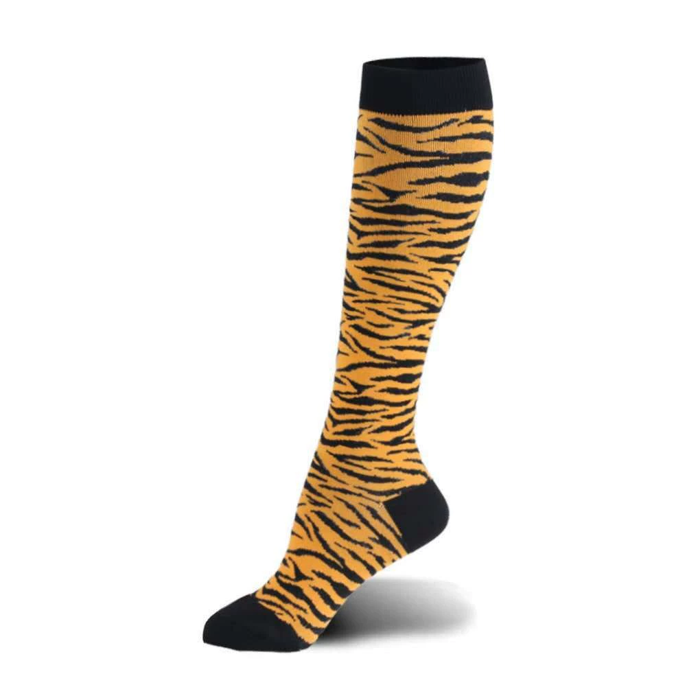 Compression Running Socks, Unisex Jacquard Knee-High Socks, Multiple Patterns, S/M & L/XL