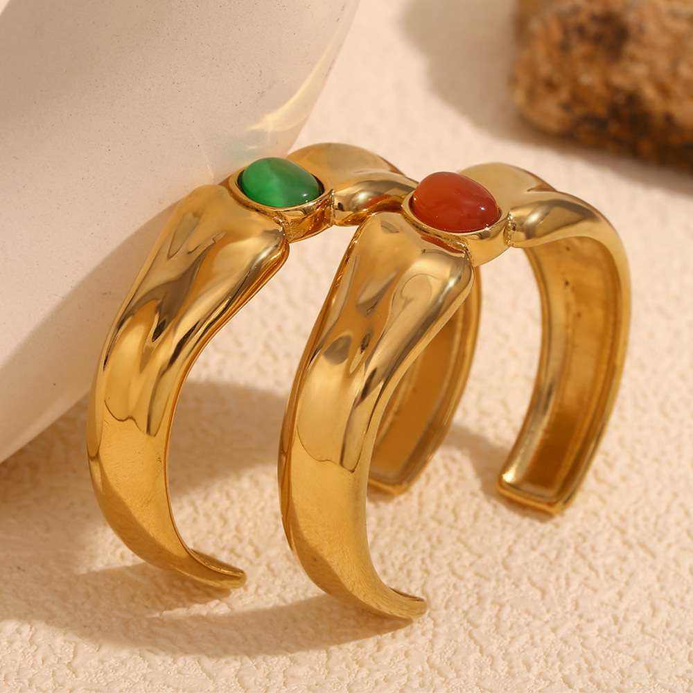 Asymmetrical Stainless Steel Open Bracelet