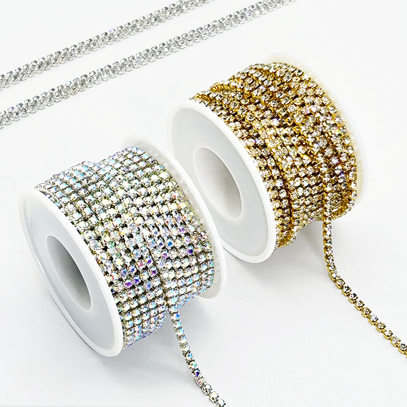 Chain de garra de diamante galvanizado intensivo plata cadena de perforación ropa bolsas diy barras de perforación accesorios accesorios de perforación de garra al por mayor