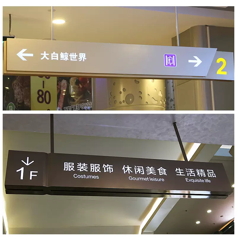 商场吊牌灯箱指示牌医院超市地下停车场双面发光不锈钢led