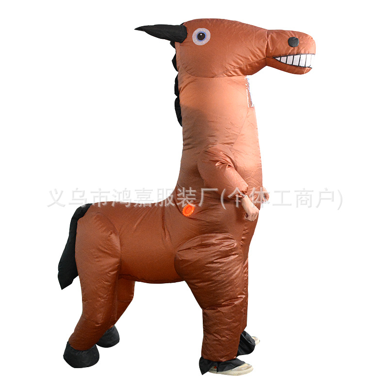 Accesorios de fiesta de Halloween transfronterizos traje de marioneta para padres e hijos caballo de montar animal juego de rol divertido traje inflable de montar a caballo image 3