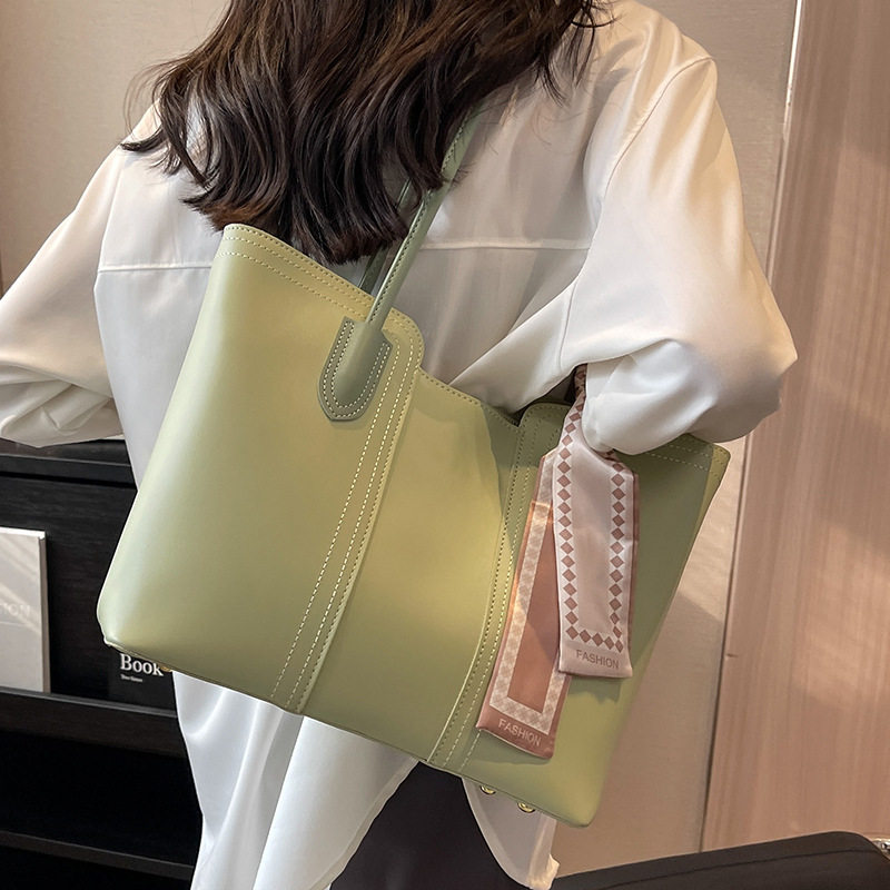 Túi tote nữ cỡ lớn đa năng đeo vai đi làm phong cách tối giản — Màu kaki, Màu nâu, Màu trắng, Màu vàng