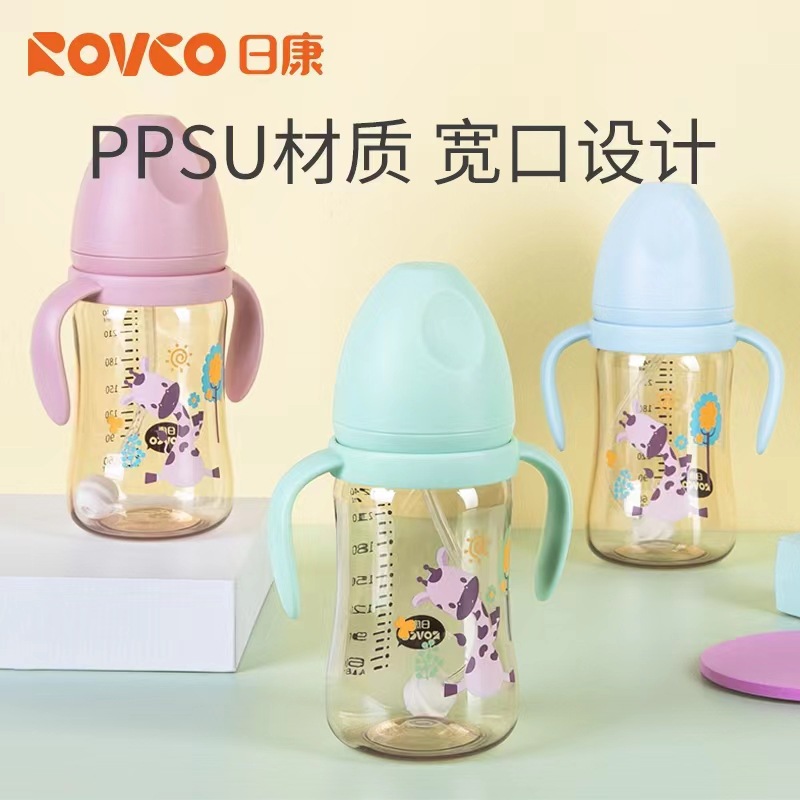 Kang ppsu Wide caliber Feeding bottle Handle baby newborn baby straw Feeding bottle 3167