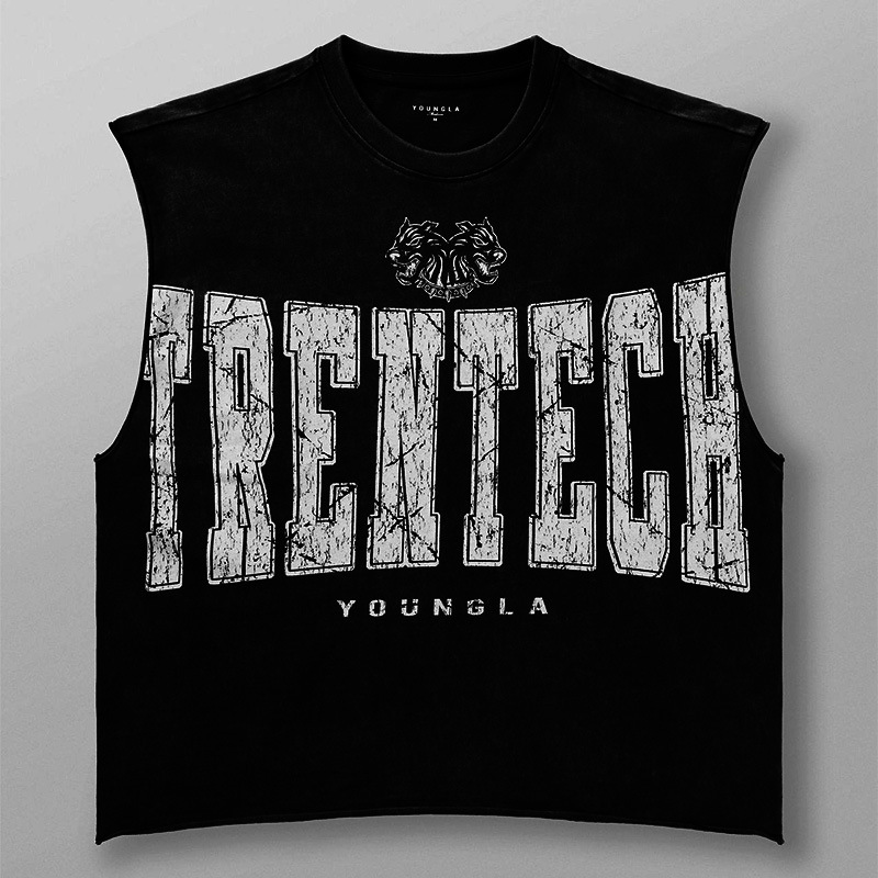 American-Style Young Muscle Fitness Vest for Men and Women, Cotton Sports Training Basketball Loose-Fitting Large-Size Sleeveless T-Shirt