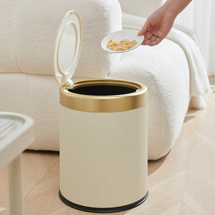 Home Living Room Kitchen Bathroom Inner and Outer Double Bucket Trash Can High-Looking Accessible Luxury Trash Can Press with Lid