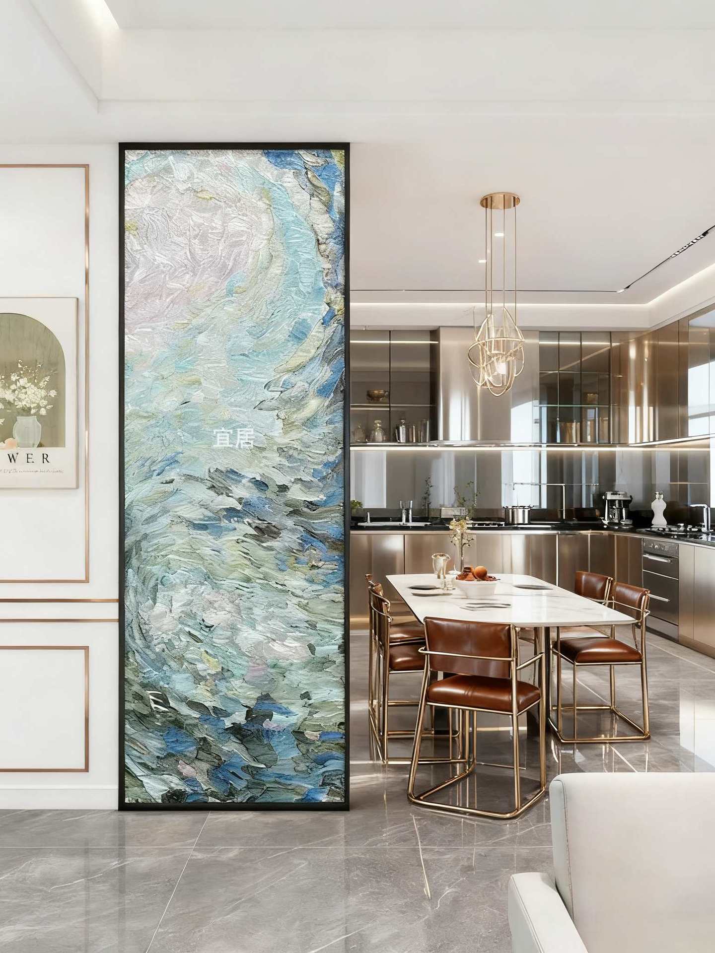 Filigree Enamel Partition Screen American European French Style Living Room Entrance Light Luxury Art Glass Translucent Custom-Made