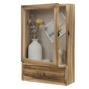 Wooden Dried Flower Photo Frame Shadow Box Frame Country Style Memory Deep Shadow Box with Glass Drawer Medal Commemorative Cross Border
