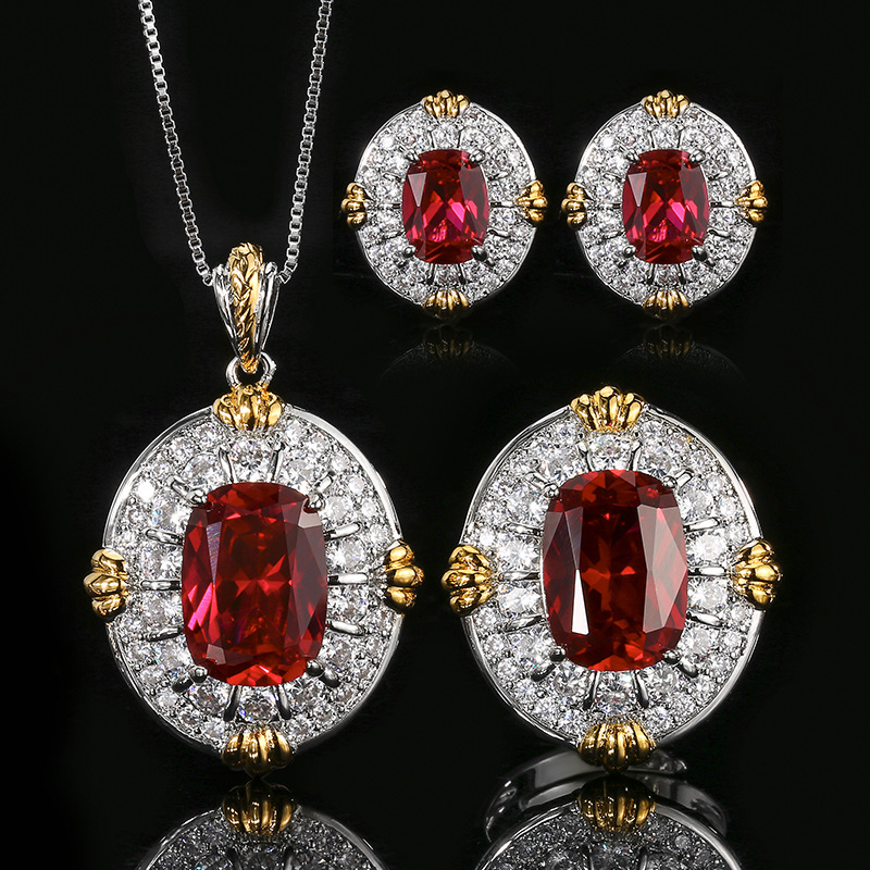 2026 New Elegant And Noble Jewelry Gold-plated Copper Base Simulated Red Ruby Square Set Main Stone 10*14-6*8_voghion.com
