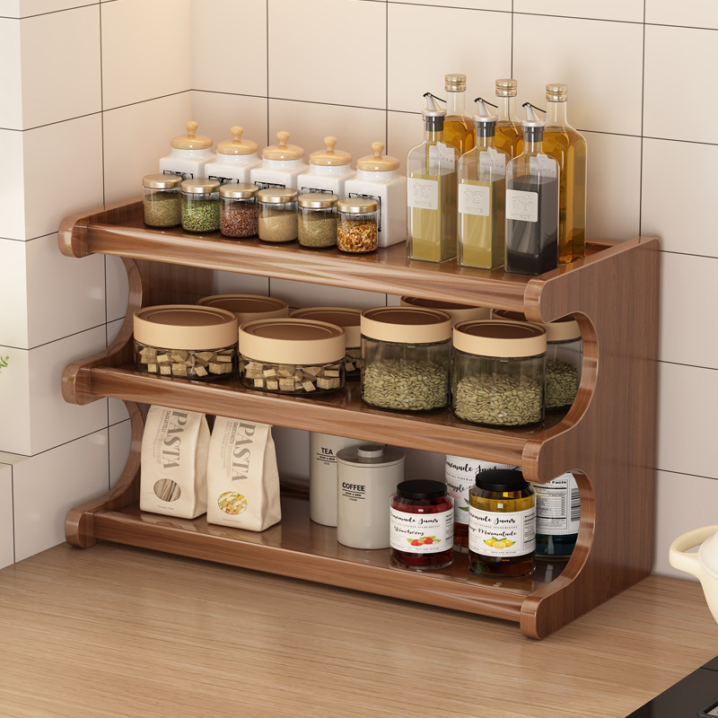 ✅Kitchen storage rack countertop condiment bottle spice rack…