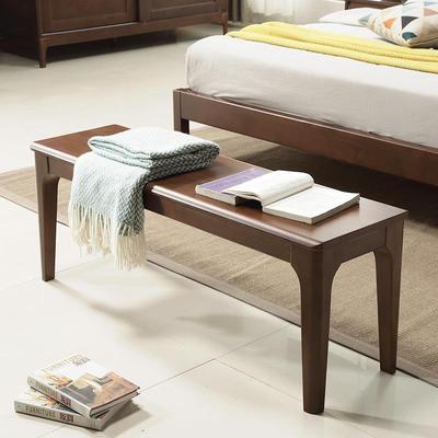 Bed end stool Northern Europe Long benches Solid wood bed Restaurant Japanese board stool Log Walnut Fangdeng