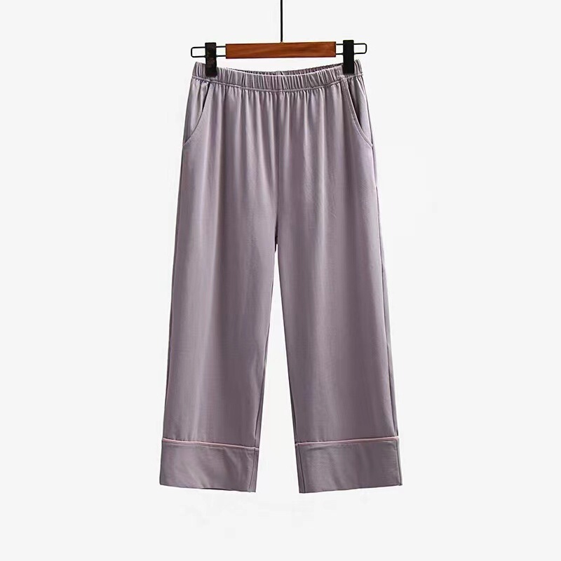 Ice Porcelain Cotton Capri Pants Women's Home Pants Pajama Pants Spring Summer Autumn Loose Large Size Casual Home Clothes with Pocket