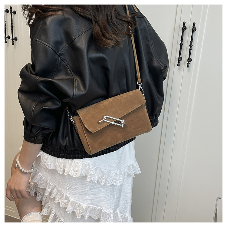 Suede Exquisite Lockbox Bag For Women 2025 New Model, Light Luxury, Niche High-End Sense, Shoulder Bag, Crossbody Lock Buckle Small Square Bag_voghion.com