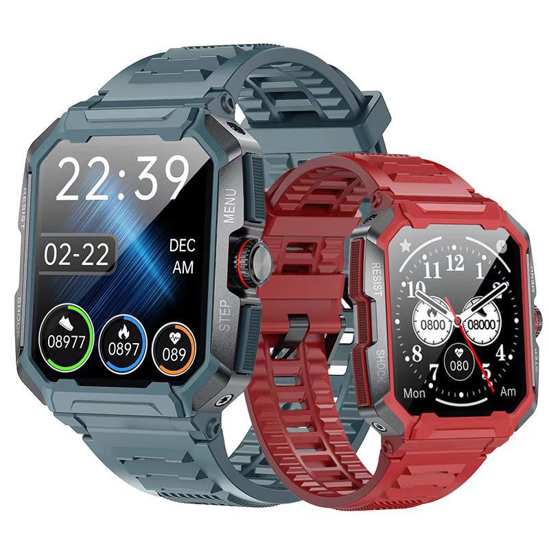Cross-border new smart watch AK47 outdoor Three-proof waterproof heart rate blood pressure blood oxygen monitoring HD large screen watch