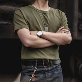 军旅风战术t恤男夏季重磅纯色精梳棉短袖户外运动美军体能训练服