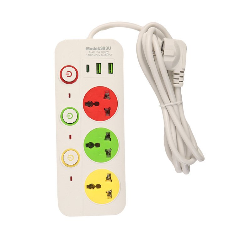 Embalaje de blister 2USB + 1Type-C interfaz árabe shell negro shell blanco estándar británico estándar europeo estándar americano