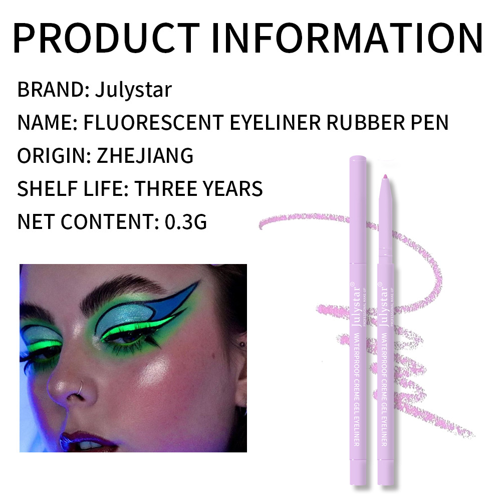 Julystar Colorful UV Fluorescent Gel Waterproof, Oil proof, Non tarnishing Pearl eyeliner Pen Beauty Makeup_voghion.com