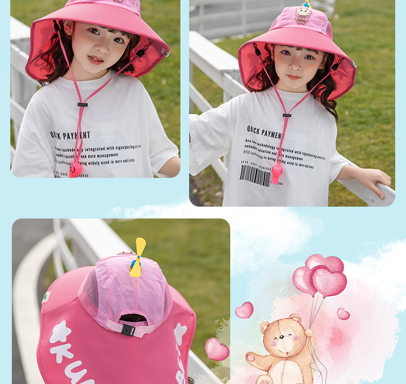 Children&#39;s Bamboo Dragonfly Fisherman Hat Sunscreen Sun Hat Boy Hat Summer Girl Big Brim Shawl Sun Hat 1026 display picture 2