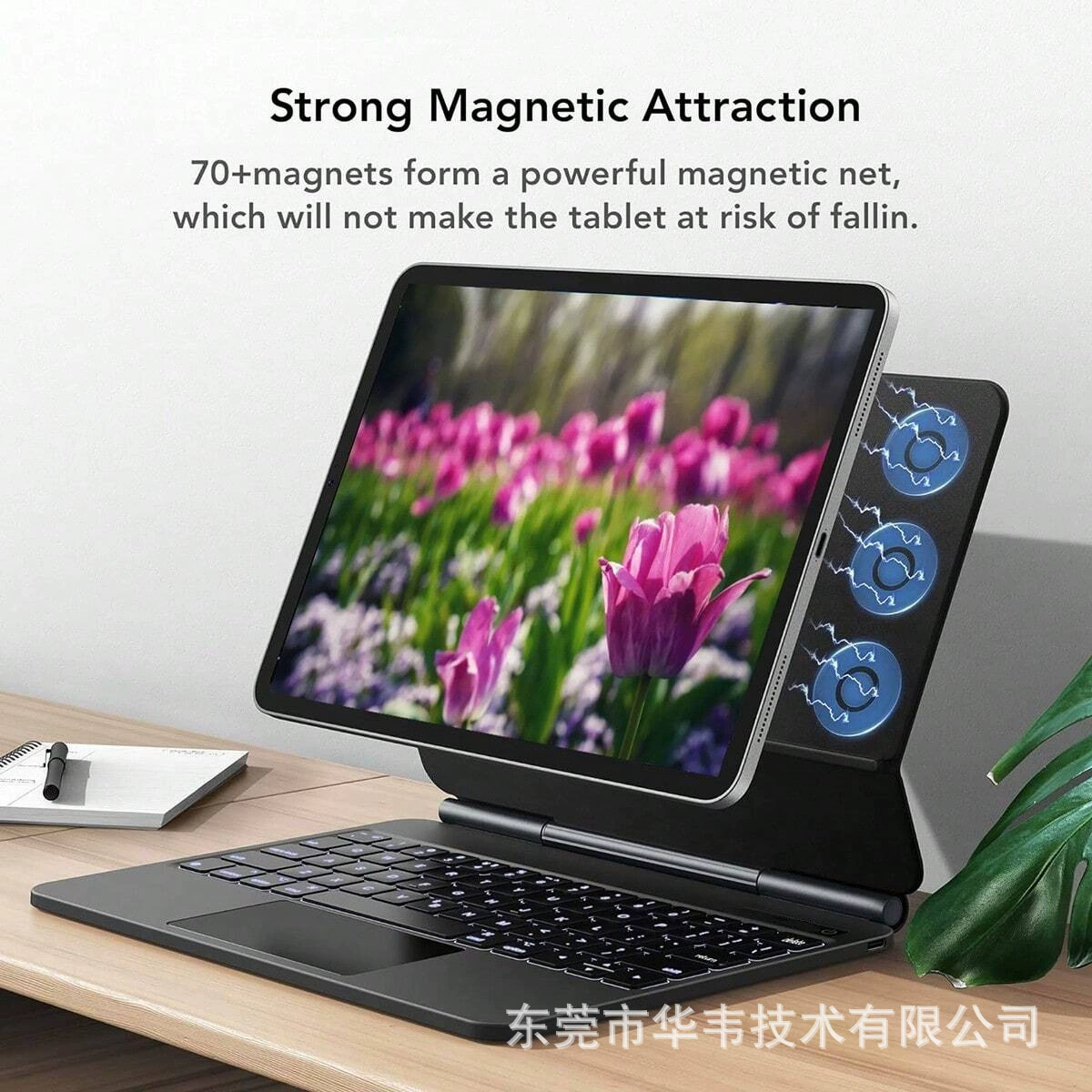 Magnetic iPad Keyboard Compatible with Pro11/12.9/10.9/13, Bluetooth, Protective Case