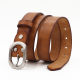 3cm Light Luxury Brushed Stainless Steel Day Button Genuine Leather All-Match Pure Top Layer Cowhide Women's Jeans Belt Casual