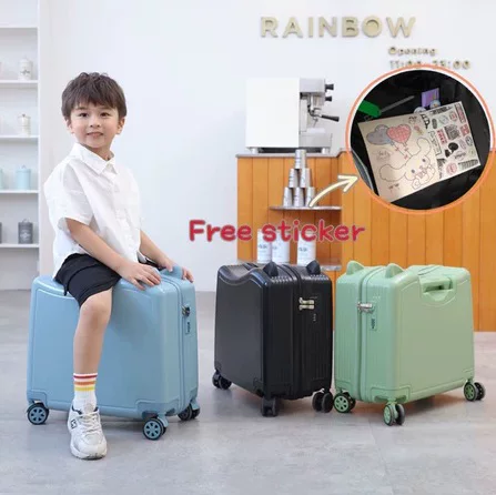 Children's Luggage Case Boys and Girls Mountable Student Trolley Case Cute Lightweight small size Boarding Travel Code Leather Case