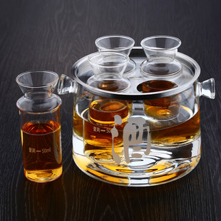 Borosilicate Heat-resistant Glass Wine Hot Drum Bottle Household Glass Red Wine and White Wine Heater Wine suit Glass Wine Warmer