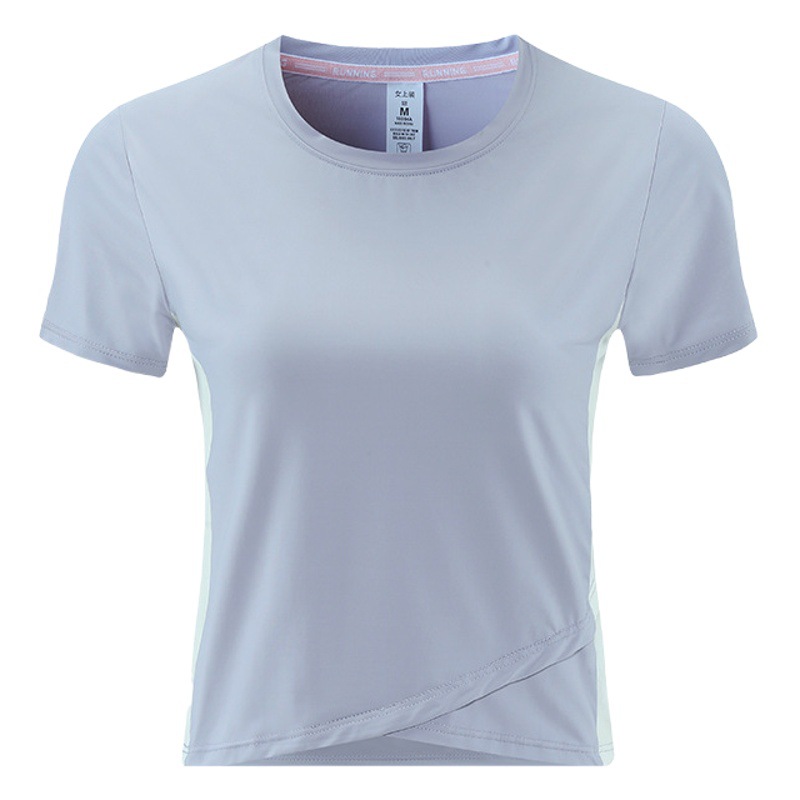 Wicking de humedad Deportes de manga corta casual para mujer camiseta de manga corta para mujer color sólido que adelgaza deportes elásticos mujeres de manga corta