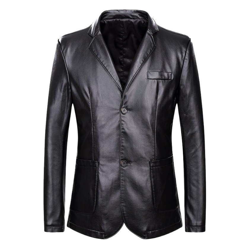 Amazon fábrica de otoño e invierno nuevo traje de longitud media traje de hombre más tamaño gordo abrigo de cuero PU abrigo de cuero