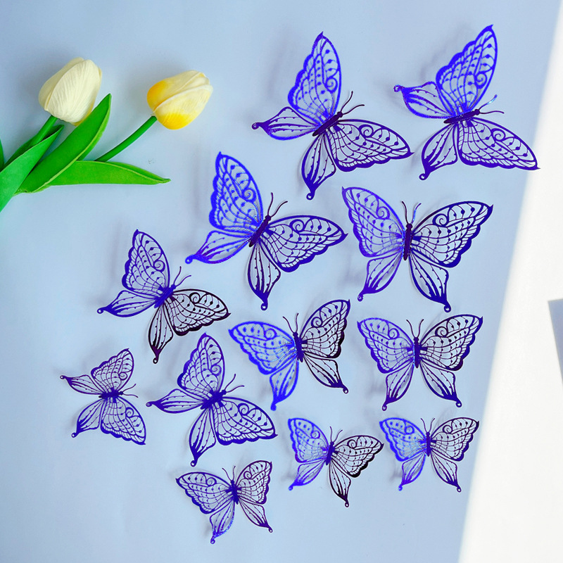 LTHD003 Papier autocollant décoratif tridimensionnel pour réfrigérateur, motif papillon et feuille de saule 3D, artisanat raffiné_voghion.com