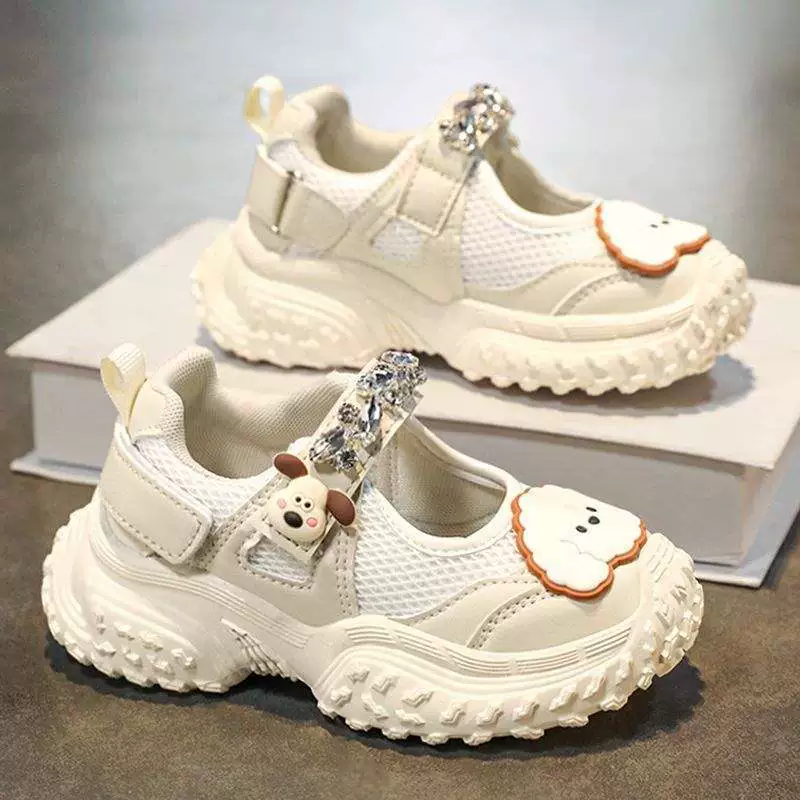 Детские сандалии для девочек 2025, новые летние, мягкая подошва, спортивные, белые, с перфорацией, принцесса, сетчатые