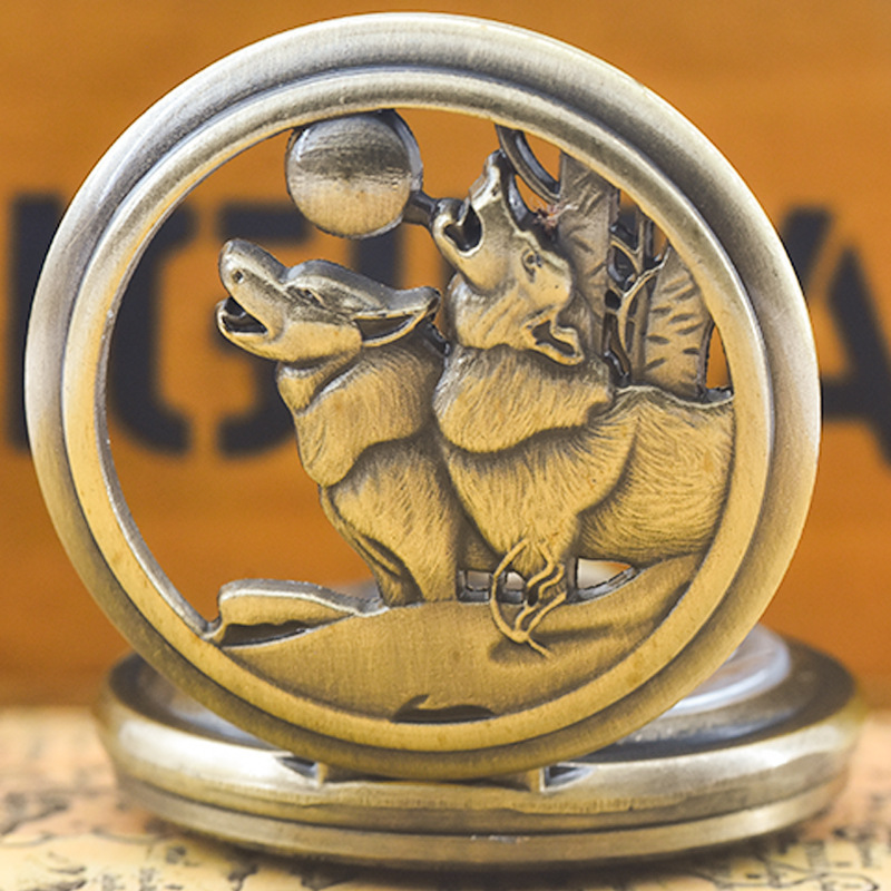 Large Bronze Hollow Double Wolf Carved Window Flower Pocket Watch Elephant Exquisite Carved Pocket Watch AliExpress wish