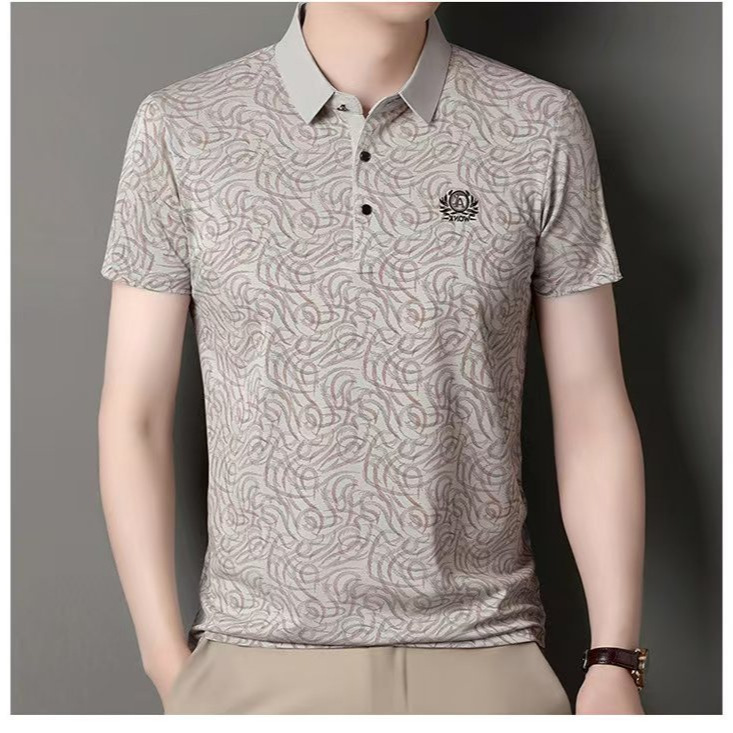 Polo Shirt Men's Short-Sleeved 2025 Summer New Style Lapel Middle-Aged Dad Tops T-Shirt Douyin Live Broadcast Room Hot Style