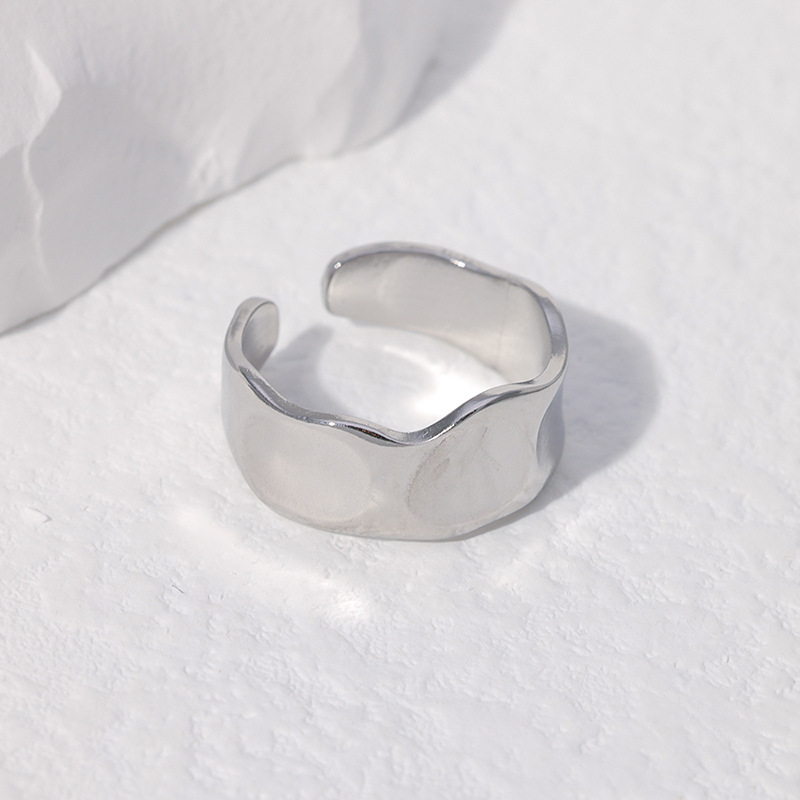 Daily Occasion 304 Stainless Steel Material Geometric, Solid Color Pattern PVD Coated Real Gold Plated Geometric Solid Color Stainless Steel Fashion Waterproof Non Tarnish Open Ring