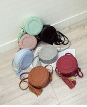 Round Women Tassel Bag Woven Crossbody Bags Shoulder Bag