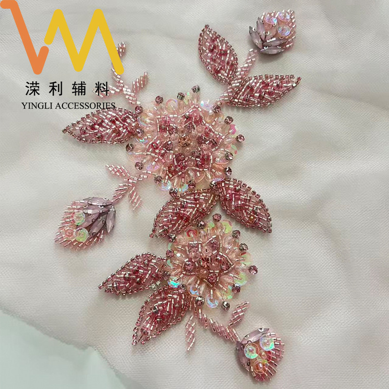 Indian Silk Beaded Sequin Lace Applique for Wedding Dress, Mother's Dress, Lace Trim Decoration for Mother-In-Law 2026