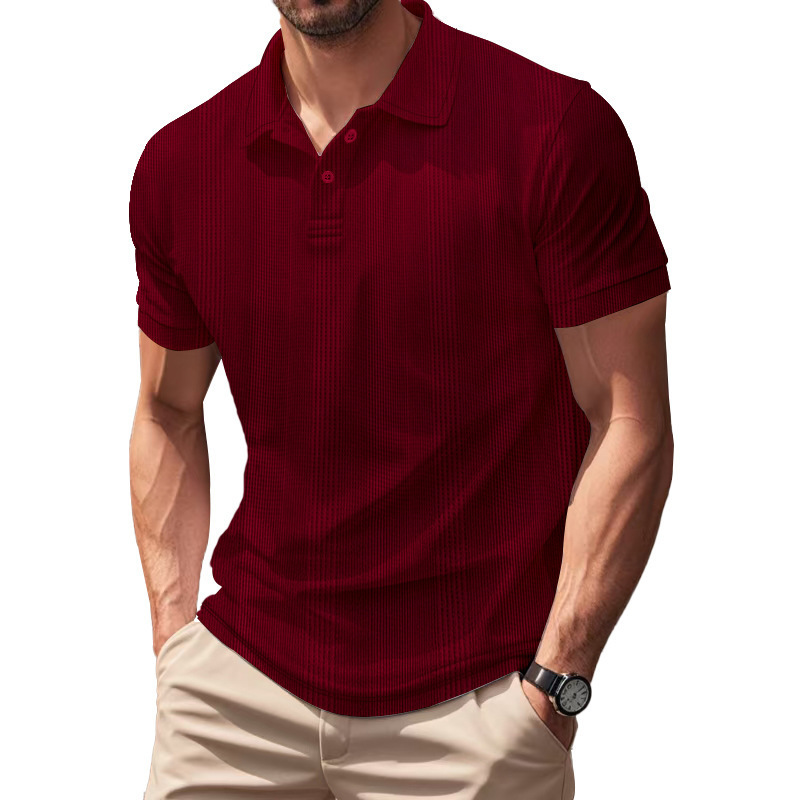 Transfronterizo Amazon americano de verano jacquard hombre polo camiseta de manga corta simple estilo británico con solapa pesada camiseta para hombre