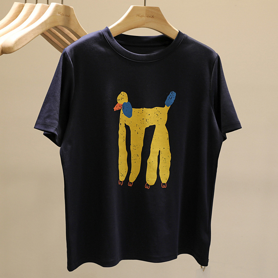 漫画プリント丸首半袖tシャツ女性2025春夏カジュアルシャツ白いtシャツ女性韓国版