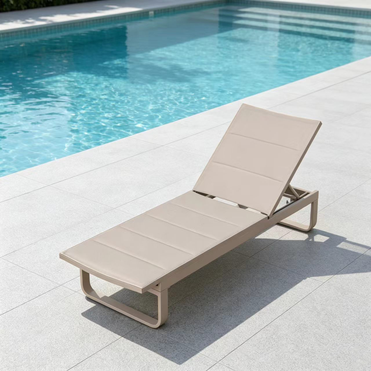 Silla de piscina, silla de playa anticorrosión de aleación de aluminio, tumbona de piscina de alta gama para hoteles y B&B, tumbona portátil image 7